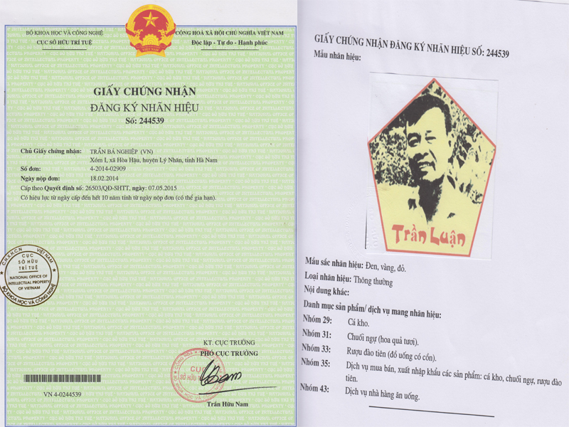 nhan hieu doc quyen ca kho lang vu dai