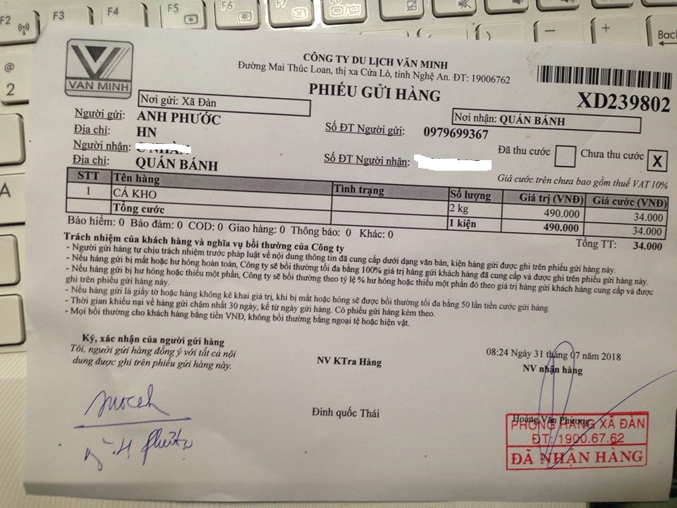 gửi cá kho làng vũ đại vào nghệ an